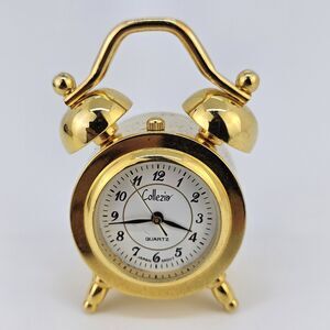 Miniature Collezio Quartz Desk Clock Solid Brass New Battery